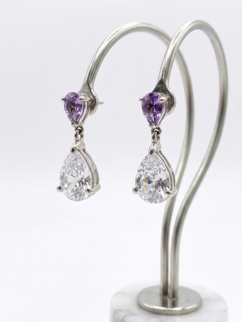 925 Drop Amethyst Earring