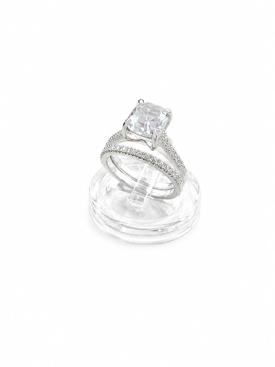 925 Cushion-Cut Clear Quartz Wedding Band