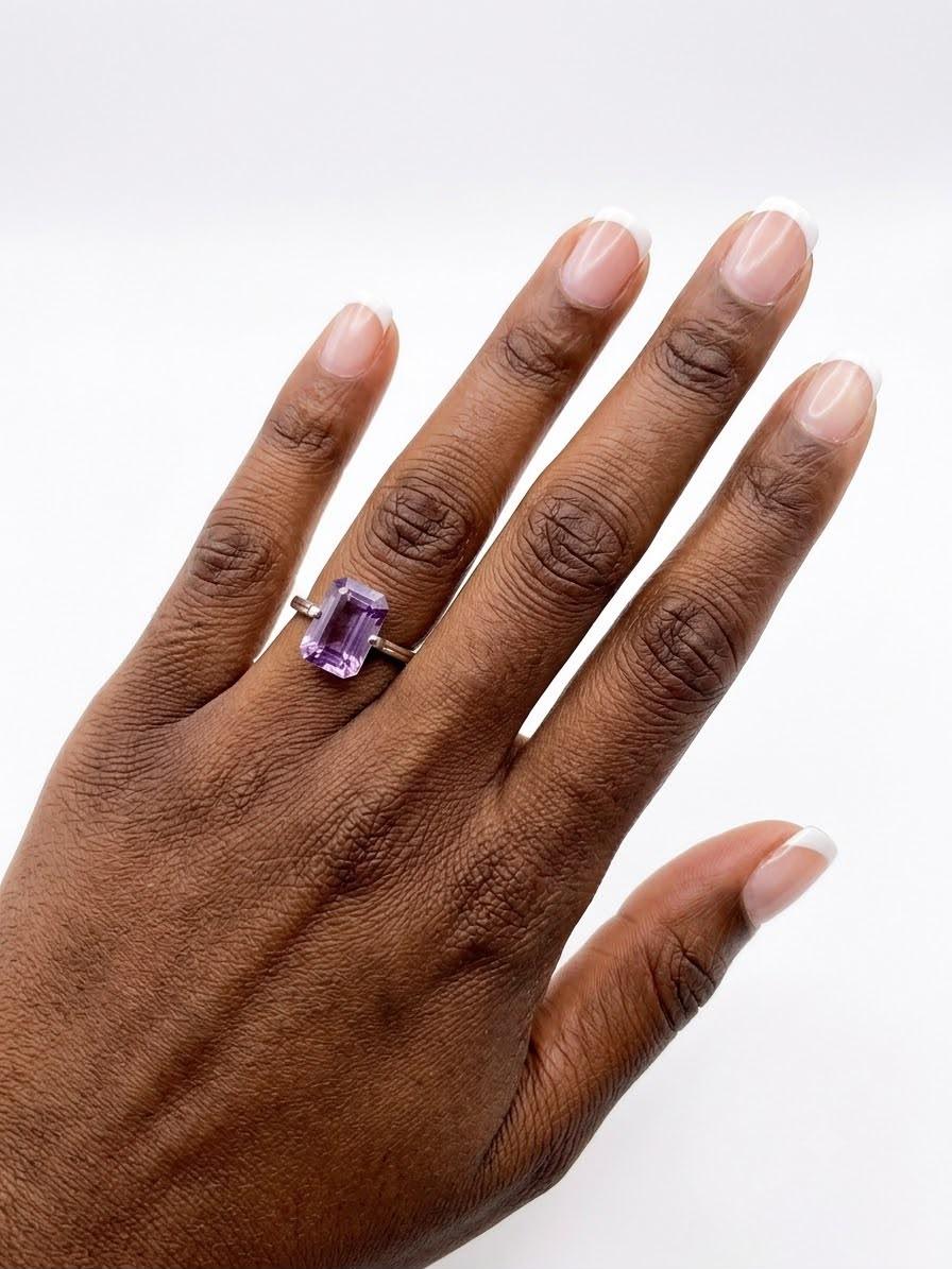 925 Emerald-cut Amethyst Fashion Ring thumbnail