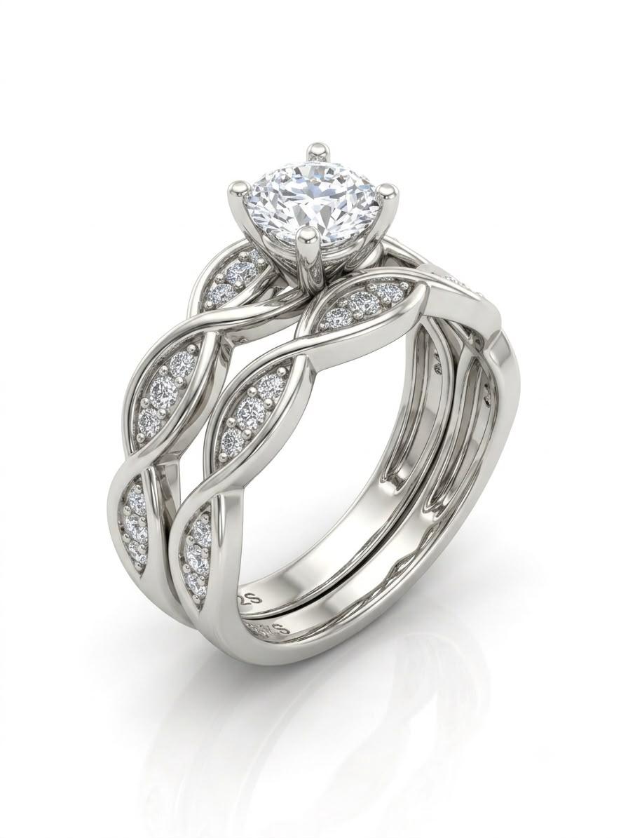 925 Round-cut Vine and Petal Wedding Band