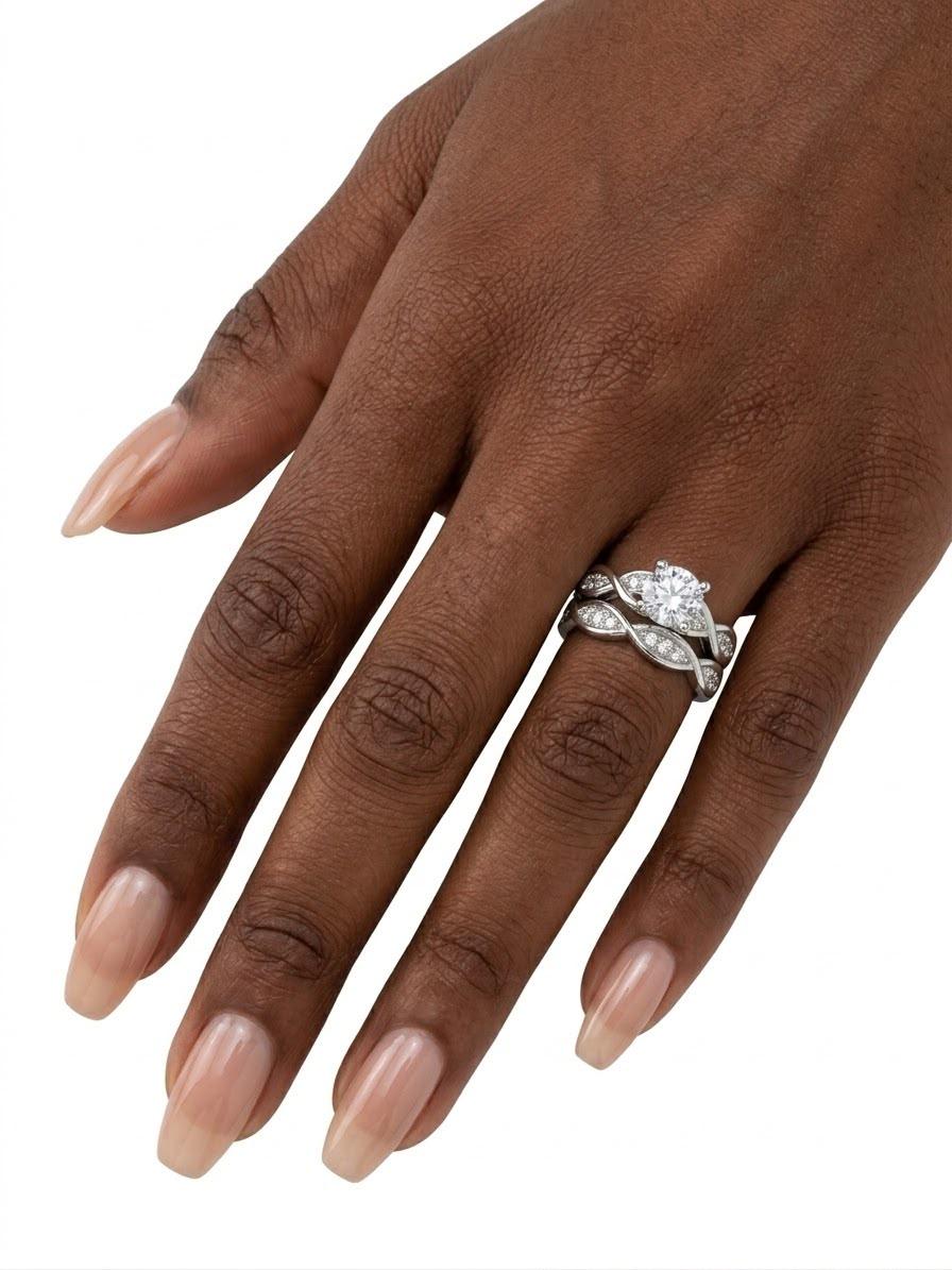 925 Round-cut Vine and Petal Wedding Band thumbnail