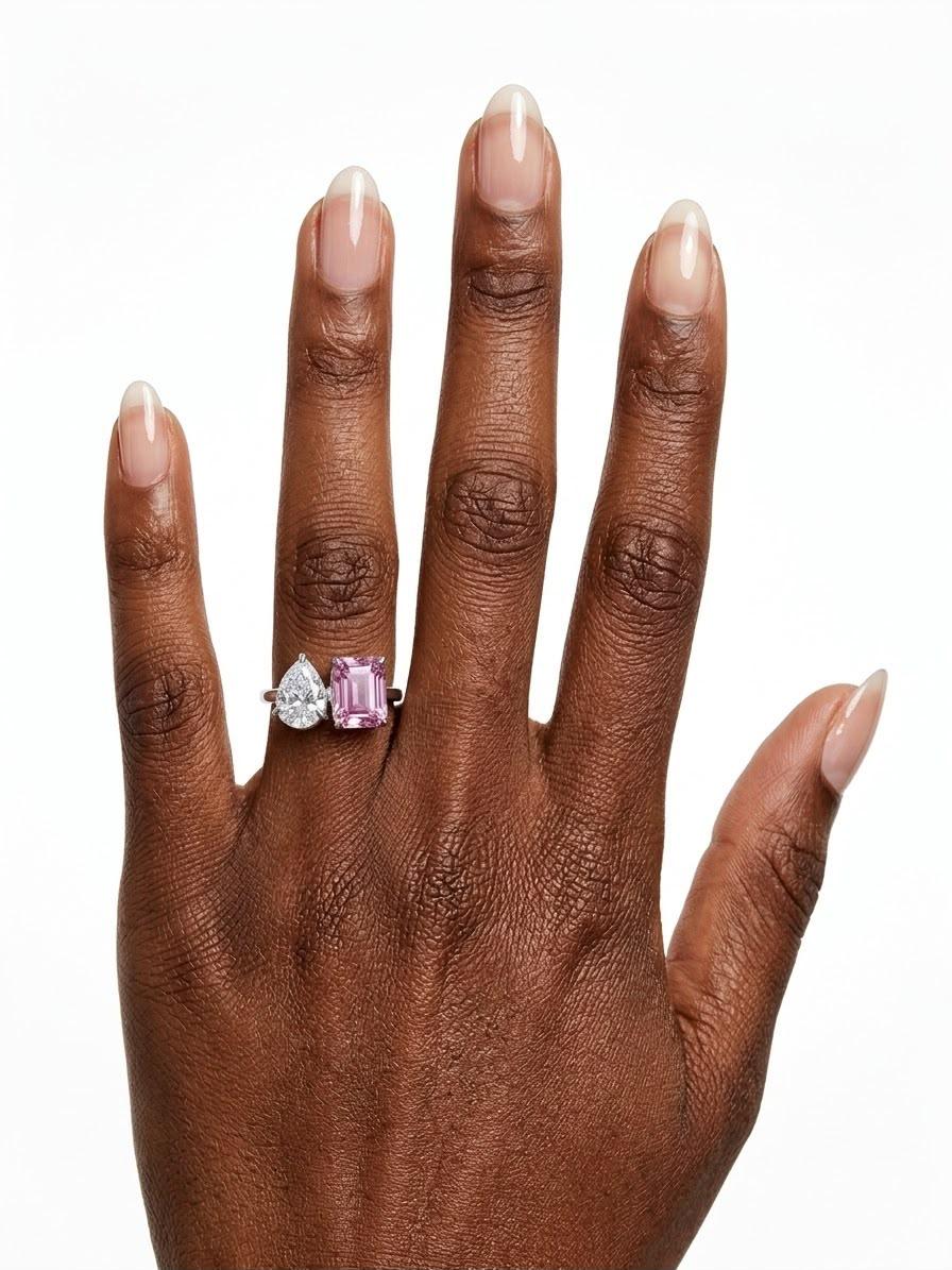 925 pear and emerald-cut fashion ring thumbnail