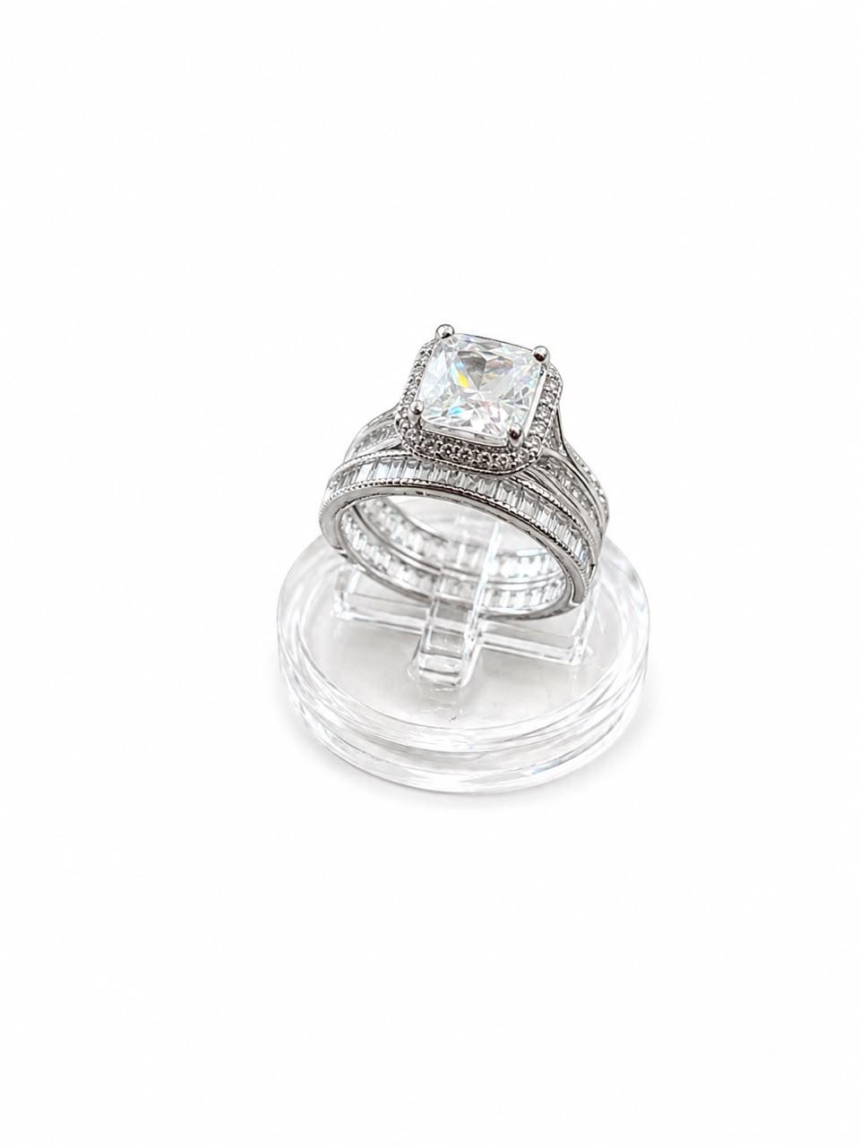 925 Regal Square Cluster Wedding Band