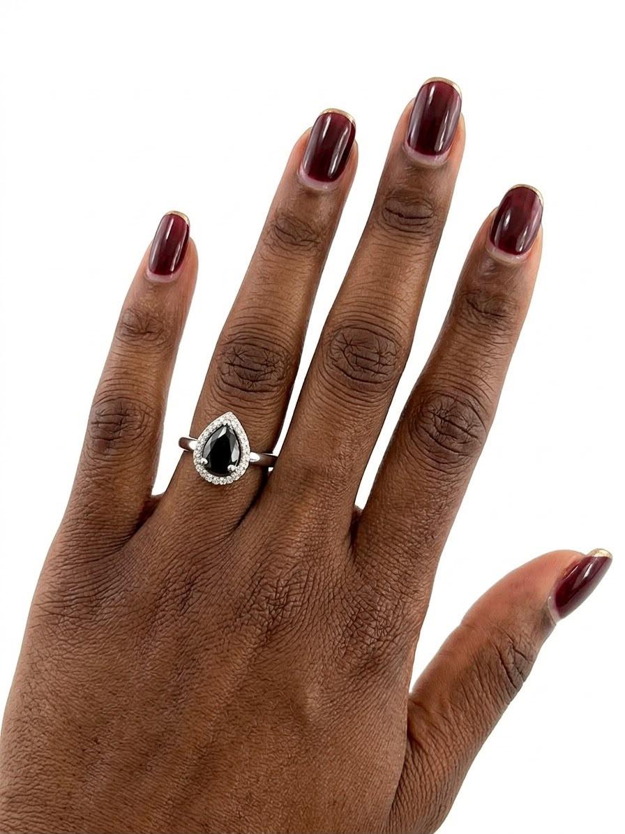 925 Nocturne-Pear Wedding Band thumbnail