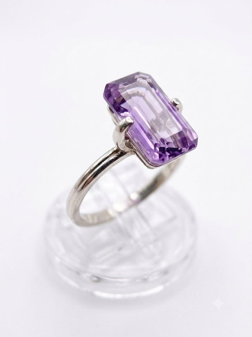 925 Emerald-cut Amethyst Fashion Ring