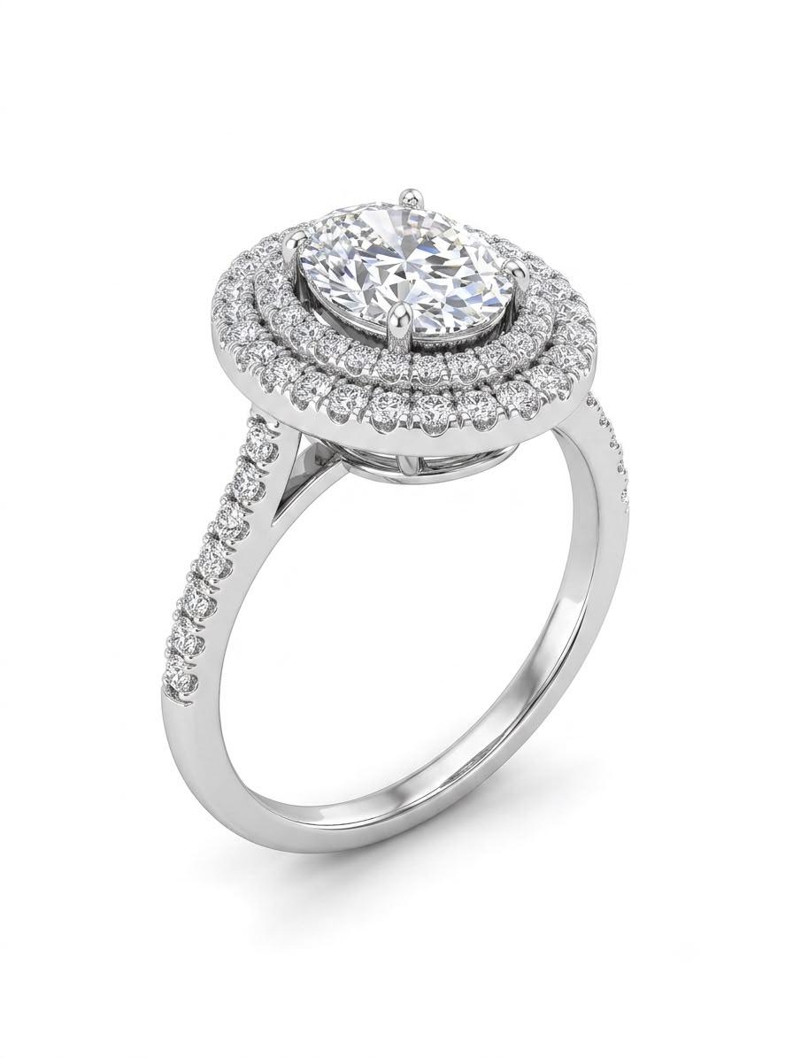 925 Double-halo Engagement Ring