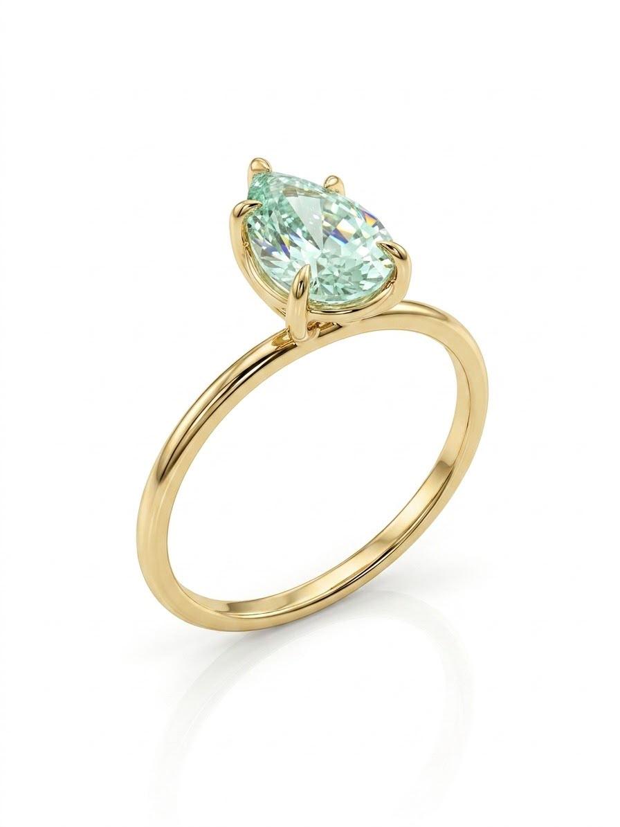 750 Tear-drop Aquamarine Engagement Ring