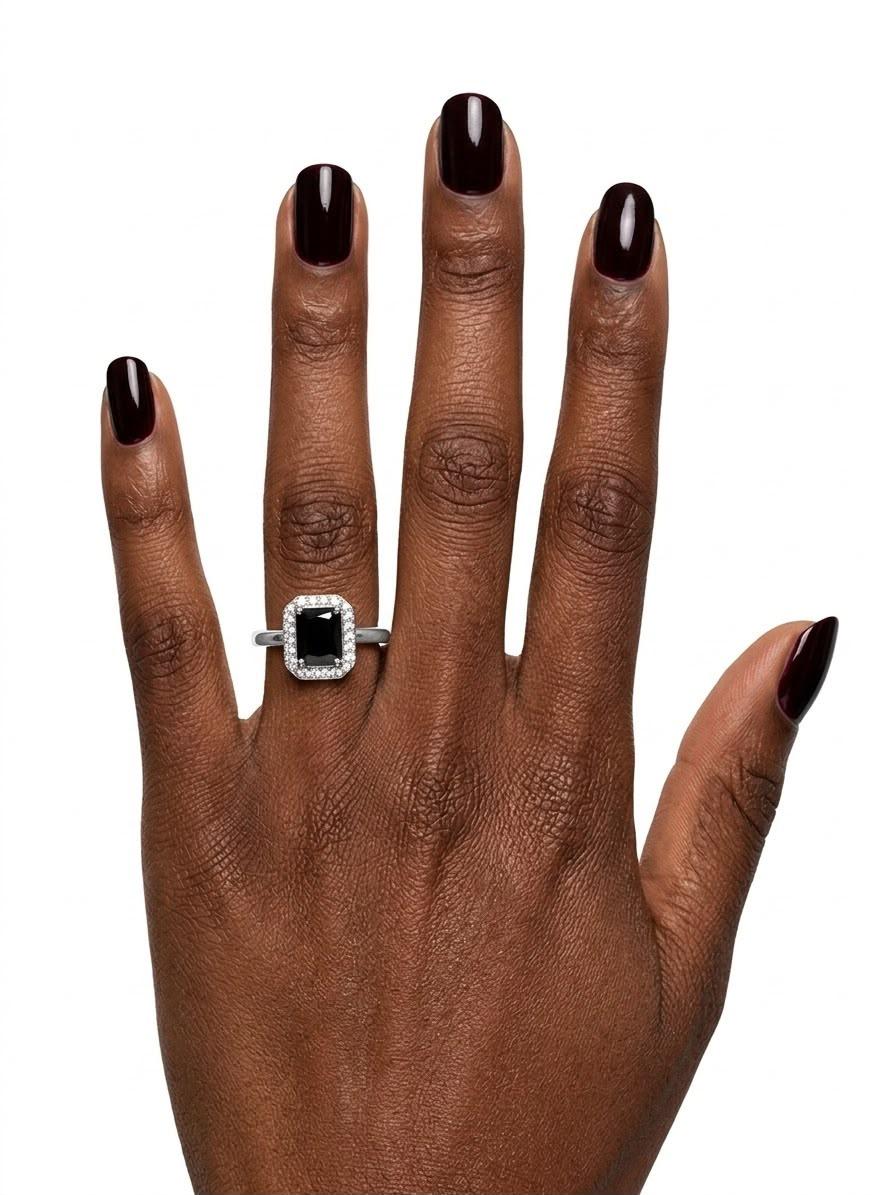 925 Nocturne-Emerald Wedding Band thumbnail