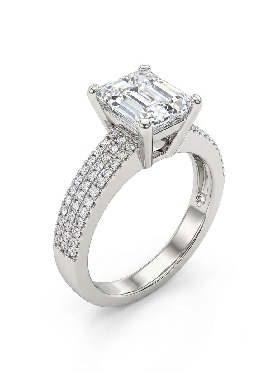 925 Emerald-cut Engagement Ring