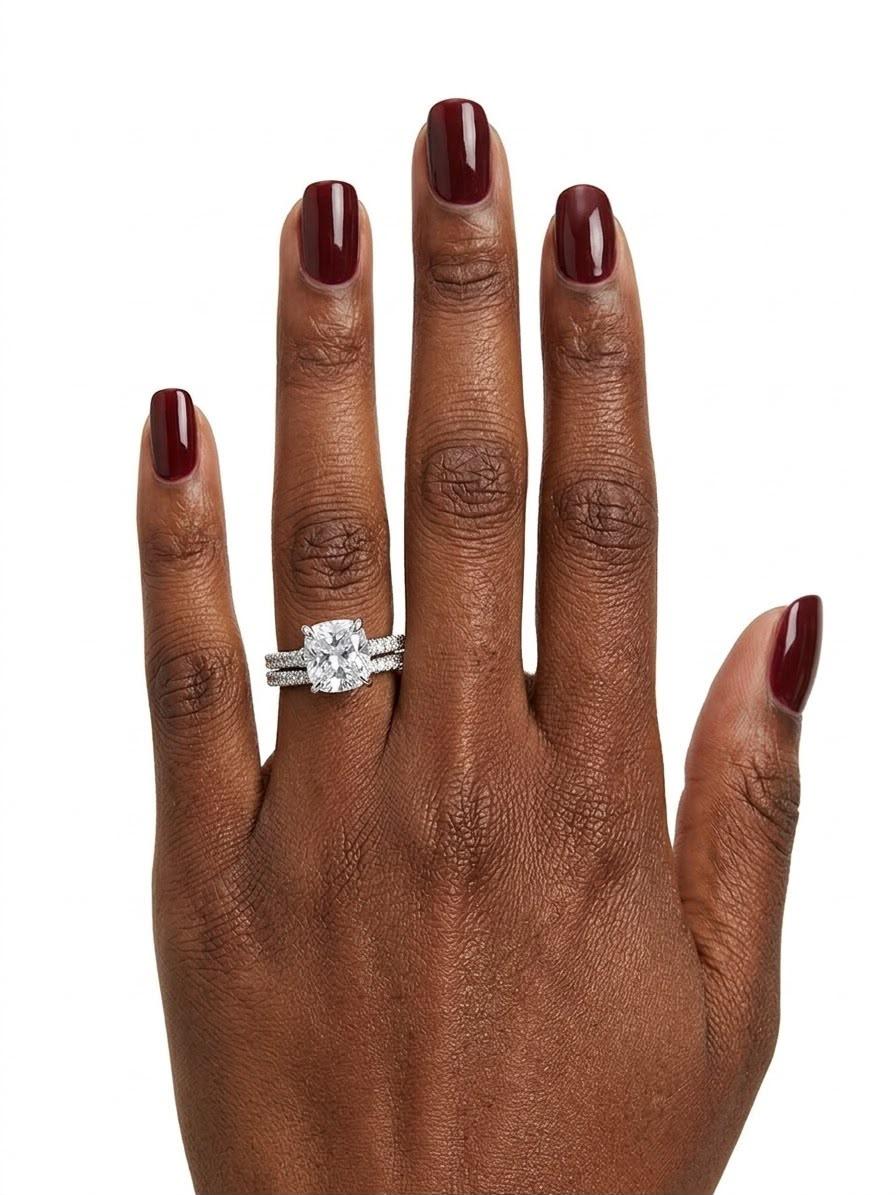 925 Cushion-Cut Clear Quartz Wedding Band thumbnail