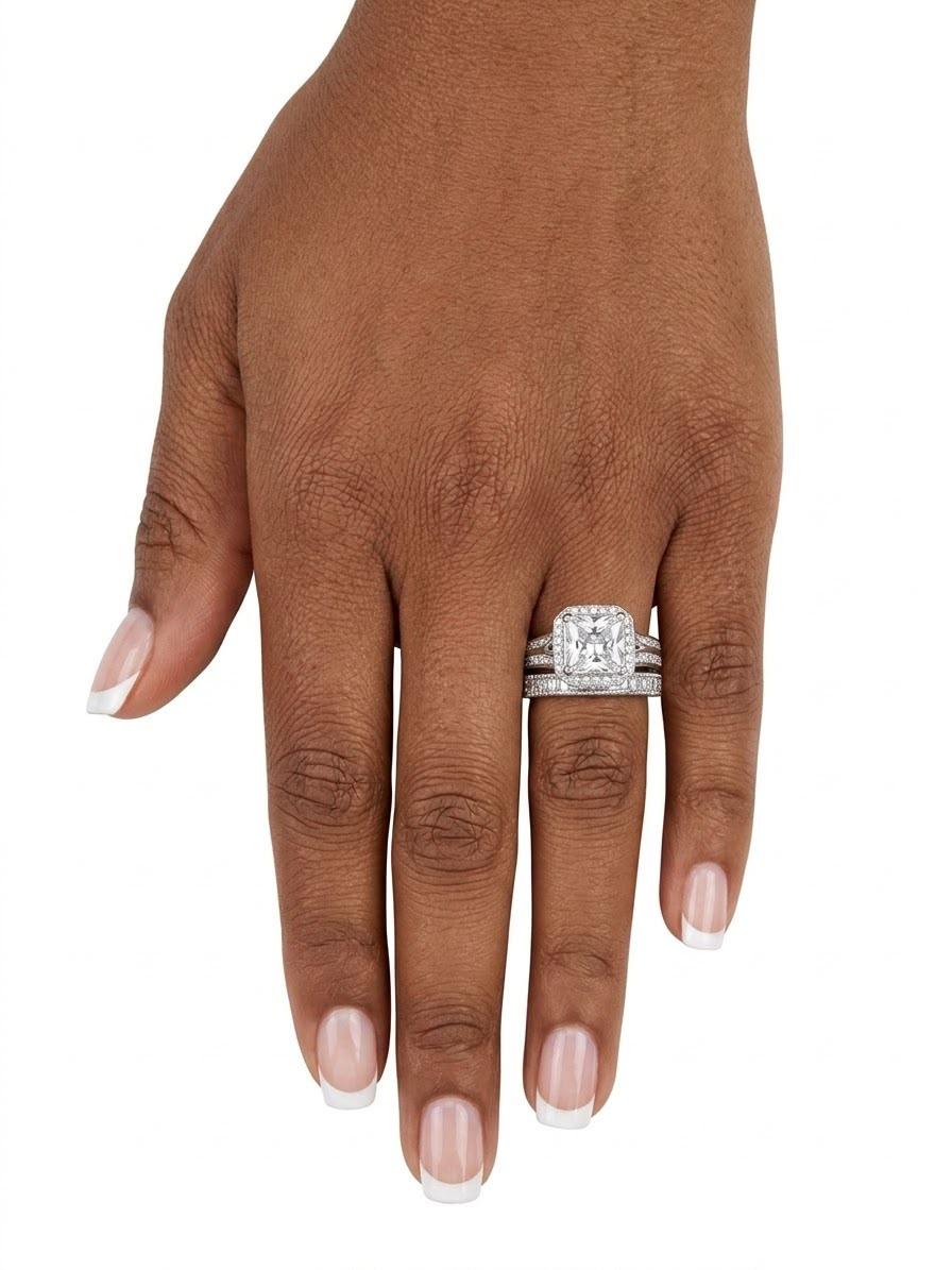 925 Regal Square Cluster Wedding Band thumbnail